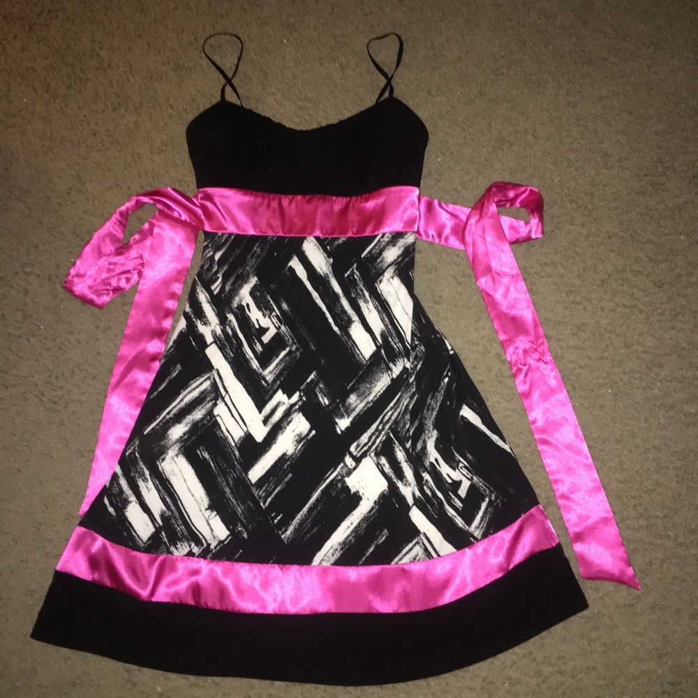 Formal Dress by Ruby Rox- black, white, and ounk - Size Medium --- Over 50% OFF